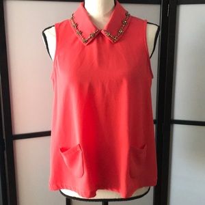 Coral blouse tank
